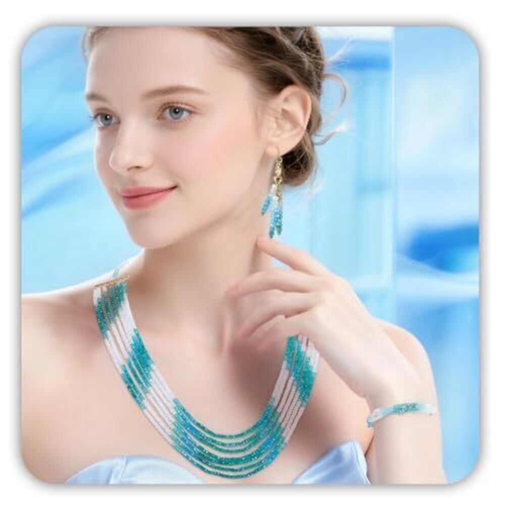 6316 Stackable 18K Gold Plated Gradient Zircon Crystal Jewelry Set